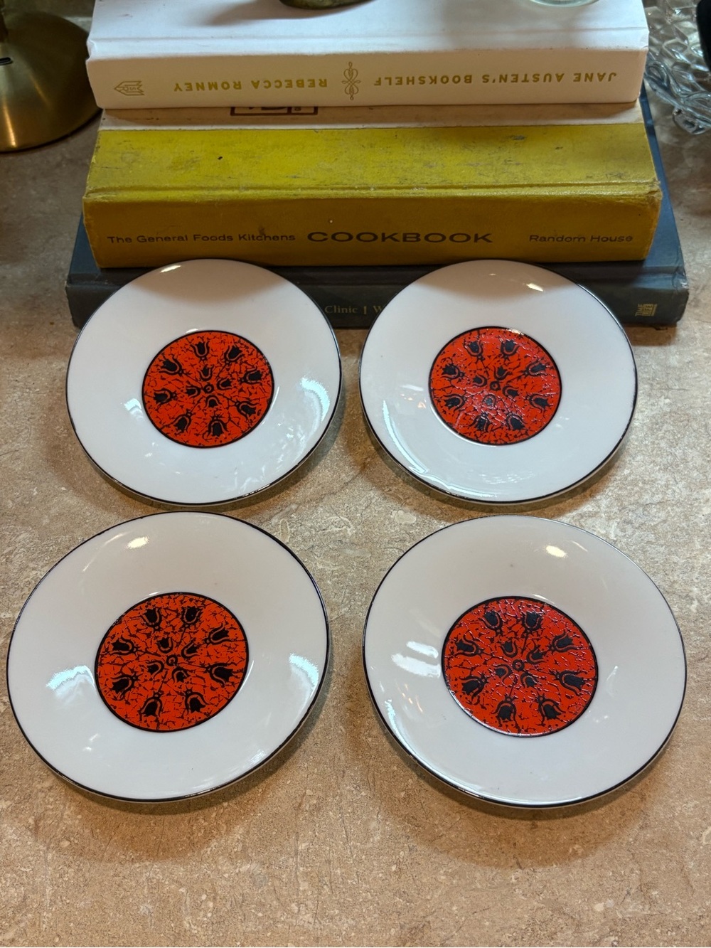 Set of 4 Bread and Butter Plates approximately 4 1/4 inches.
